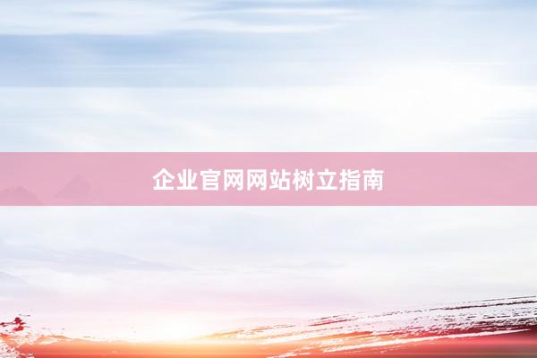 企业官网网站树立指南